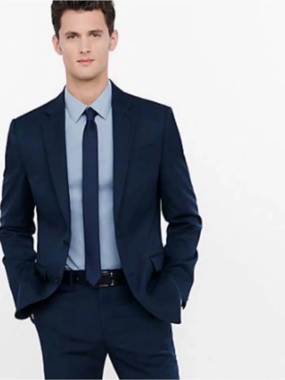 Express Producer Modern Classic Fit Navy Wool Blazer 42R + Vest XL